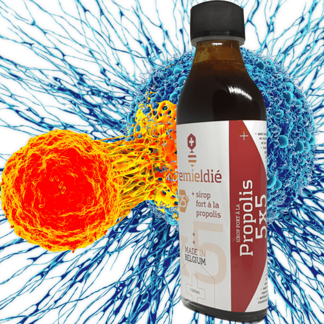 une bouteille de sirop propolis remieldie