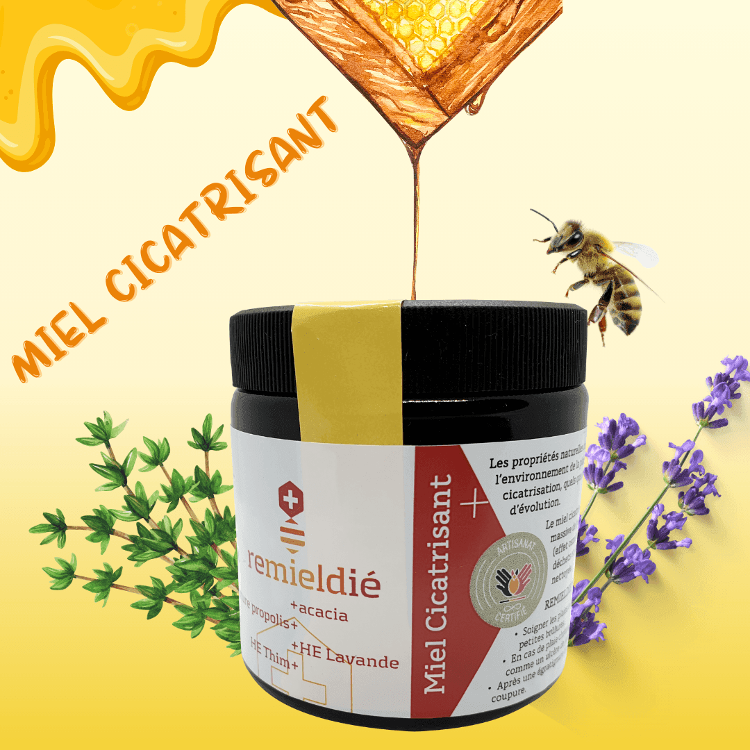 Miel Cicatrisant Remieldie – Propolis et Huiles Essentielles - Bioremedes