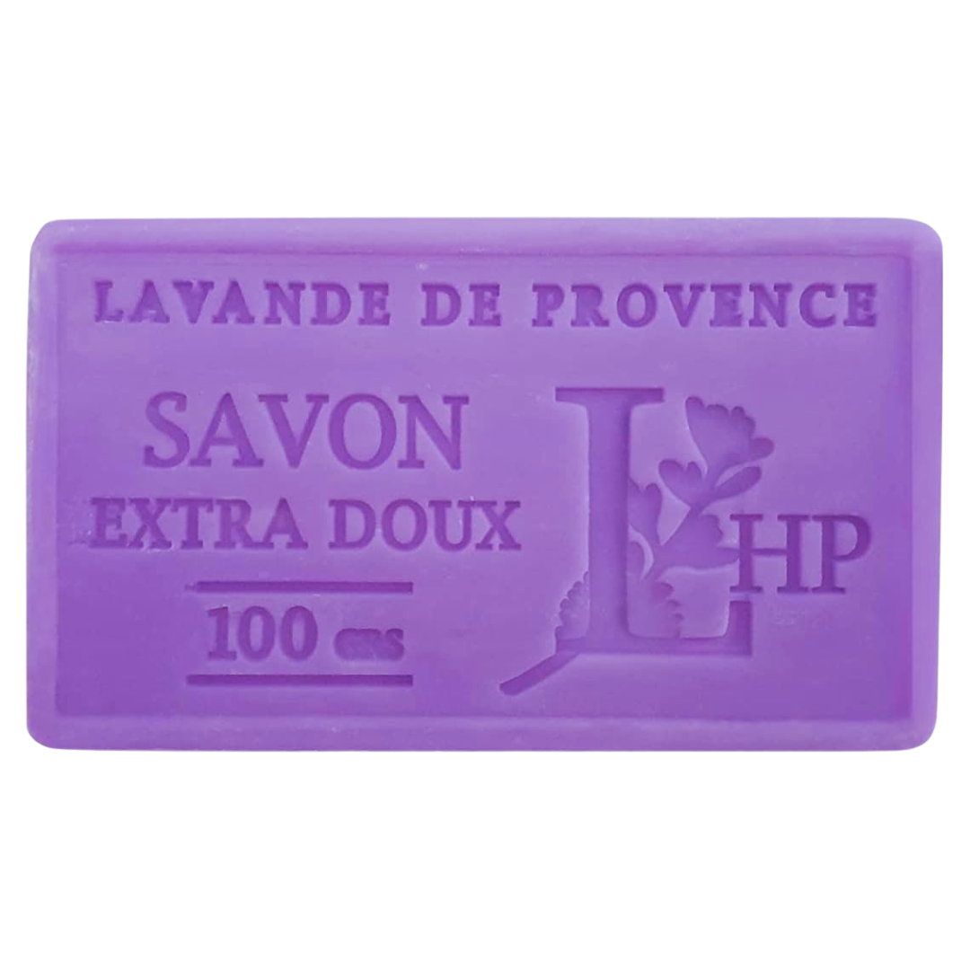 Savon de Marseille 72% huile d’olive Lavande 100g, savon naturel extra doux fabriqué en Provence, apaisant et sans parabène.