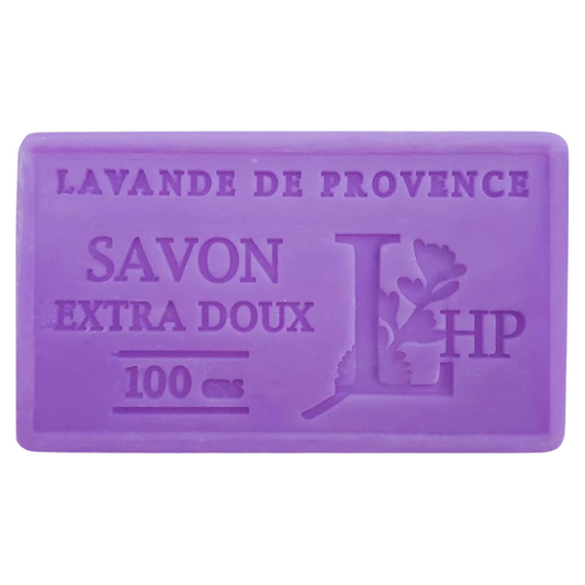 Savon de Marseille 72% huile d’olive Lavande 100g, savon naturel extra doux fabriqué en Provence, apaisant et sans parabène.